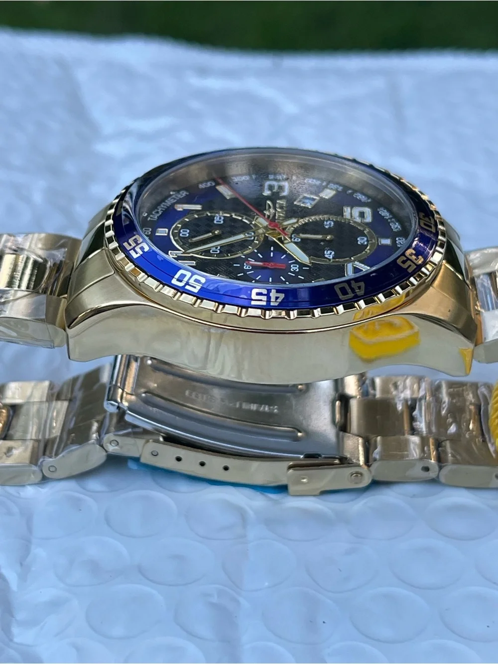 Invicta Specialty Mach Gala Men's Watch - 48mm, Gold and blue bezel new
